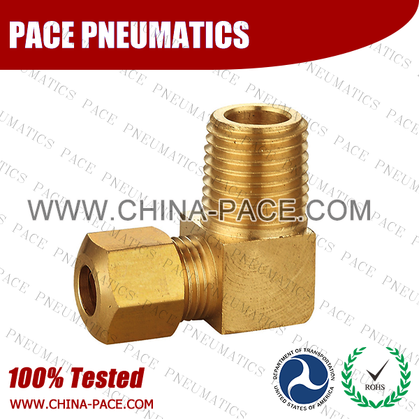 Barstock 90 Degree Male Elbow Compression fittings, Brass connectors, Brass Pipe Joint Fittings, Pneumatic Fittings, Air Fittings